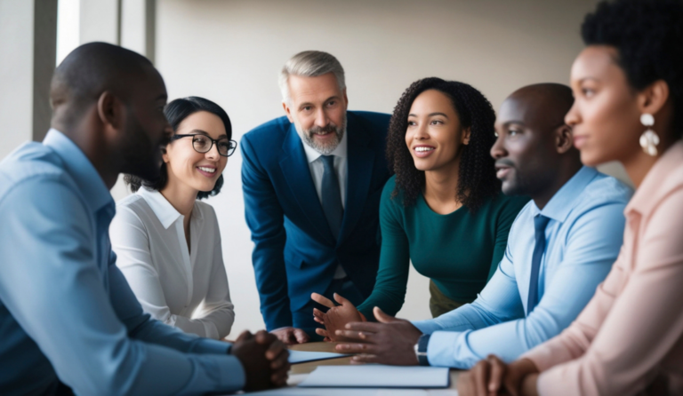 Professionals assembled for a meeting.